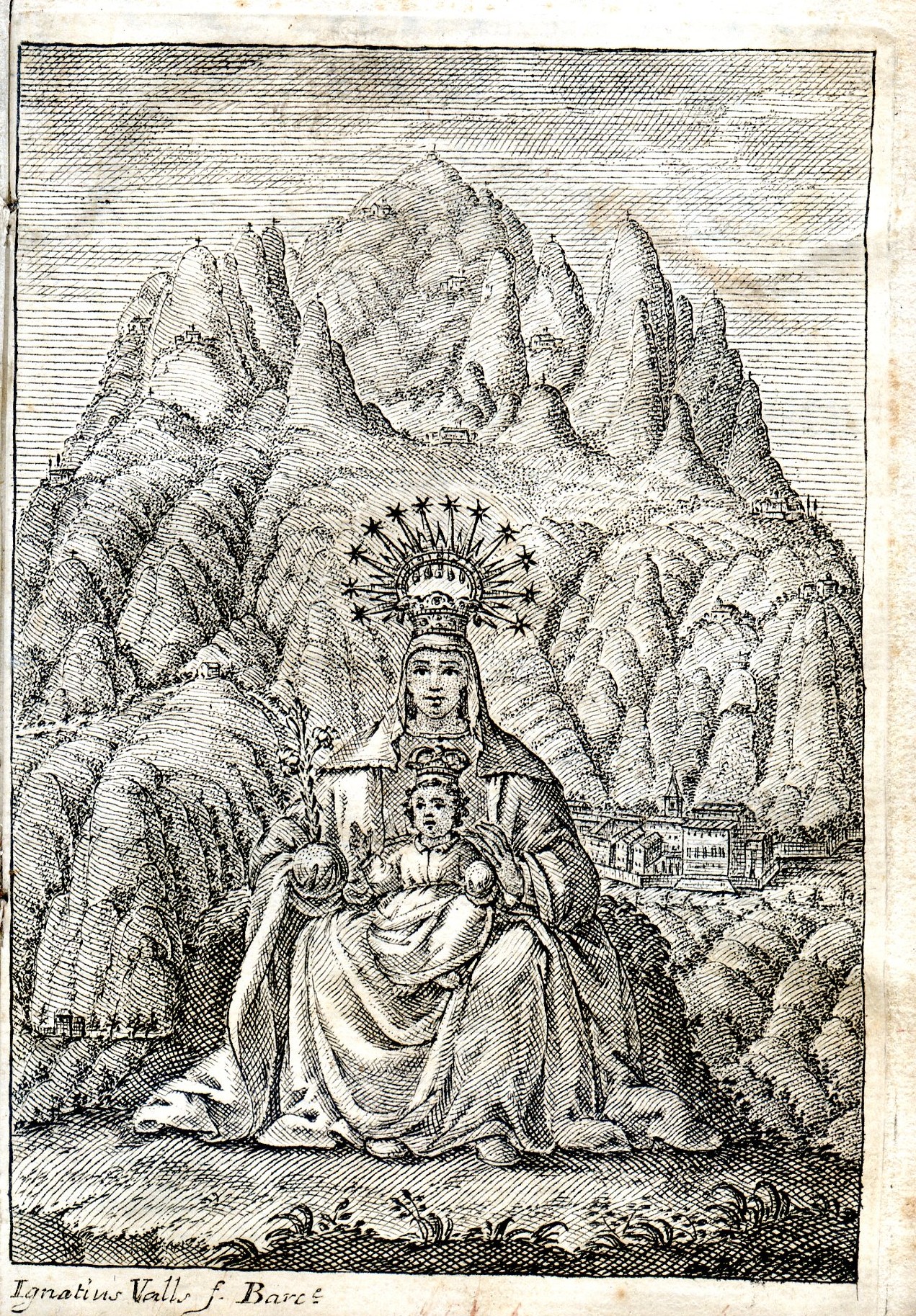 Compendio historial, ó relación breve, y verídica del portentoso santuario, y camara angelical de nuestra señora de Monserrate.Dirigido a los piadosos devotos afectos de aquellas personas, que desean verle,y no se les proporciona la fortuna de conseguirlo - Portada